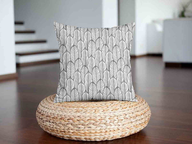 Health pillow, grey with maple leaves.