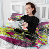 Set de ropa de cama con manta terapéutica calavera colorida