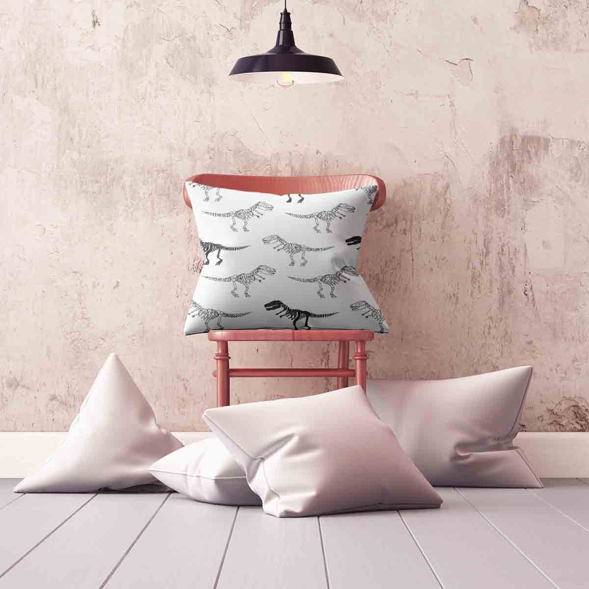 Health Pillow White with Dinosaur Skeleton