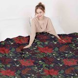 Set de ropa de cama con manta terapéutica y flor de Pascua roja