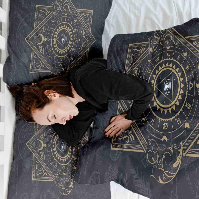 Set copripiumino coperta terapeutica nero mistico mandala