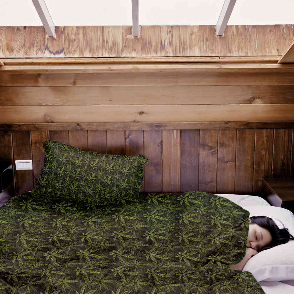 Therapy blankets bedding set hemp leaf