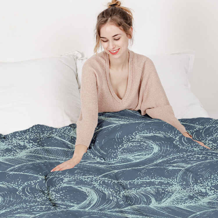Therapy blankets bedding set waves in the sea