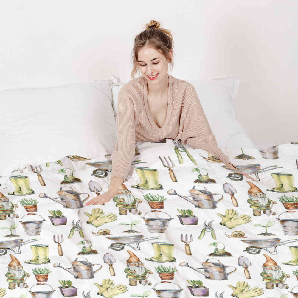 Therapy blankets bedding set white gardening
