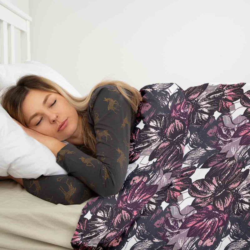 Therapiedekens beddengoedset met paarse bloemenzee