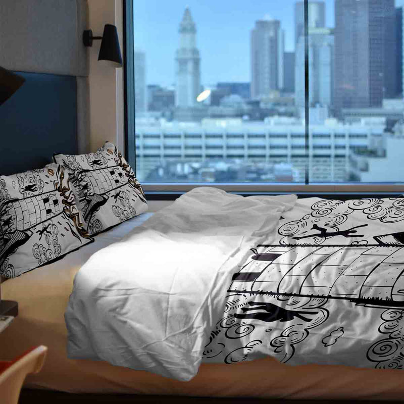 Therapy blanket and bedding set, white with tower.