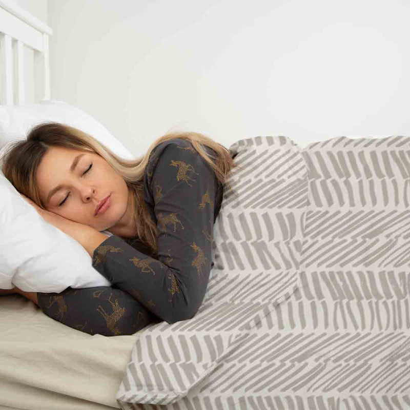 Therapy blankets bedding set beige with stripes
