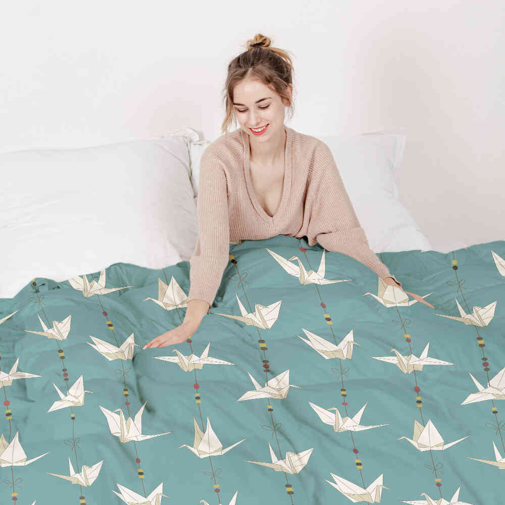 Therapy blankets bedding set origami swan