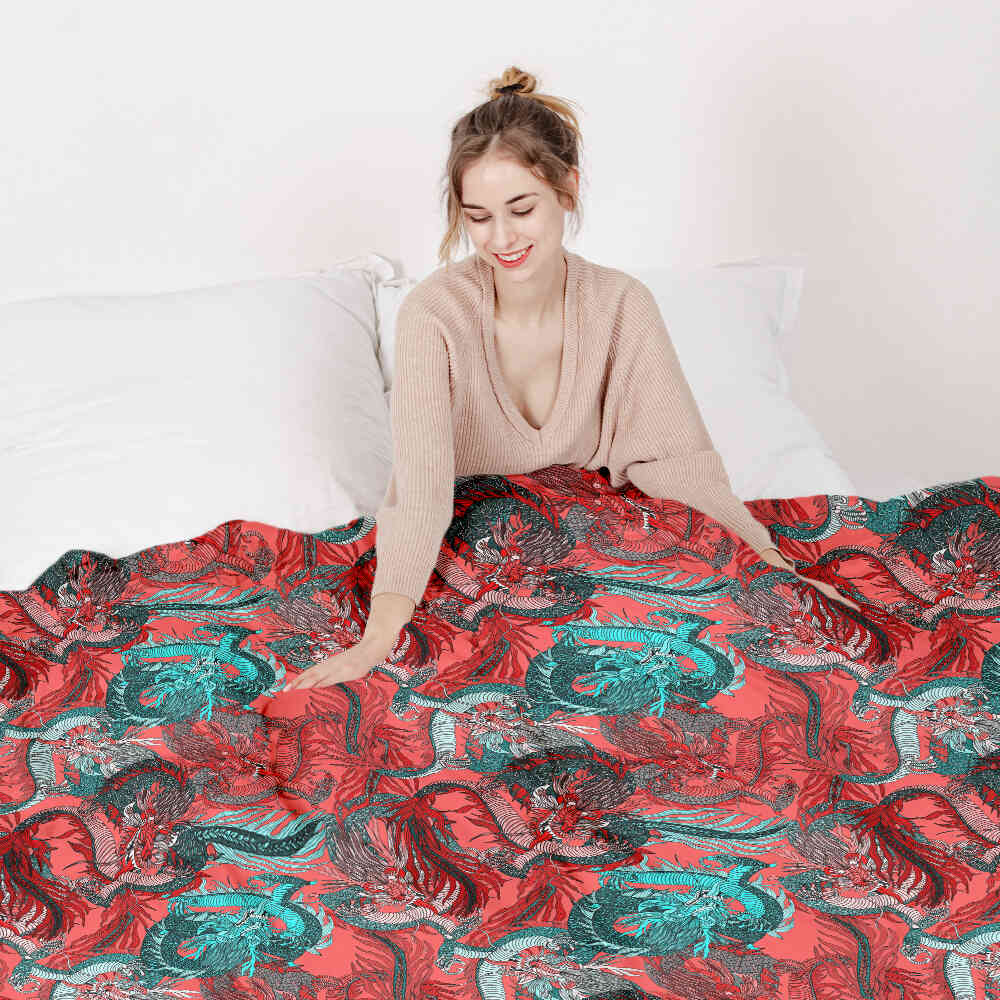 Couverture thérapeutique originale - Housse en coton abstrait rouge