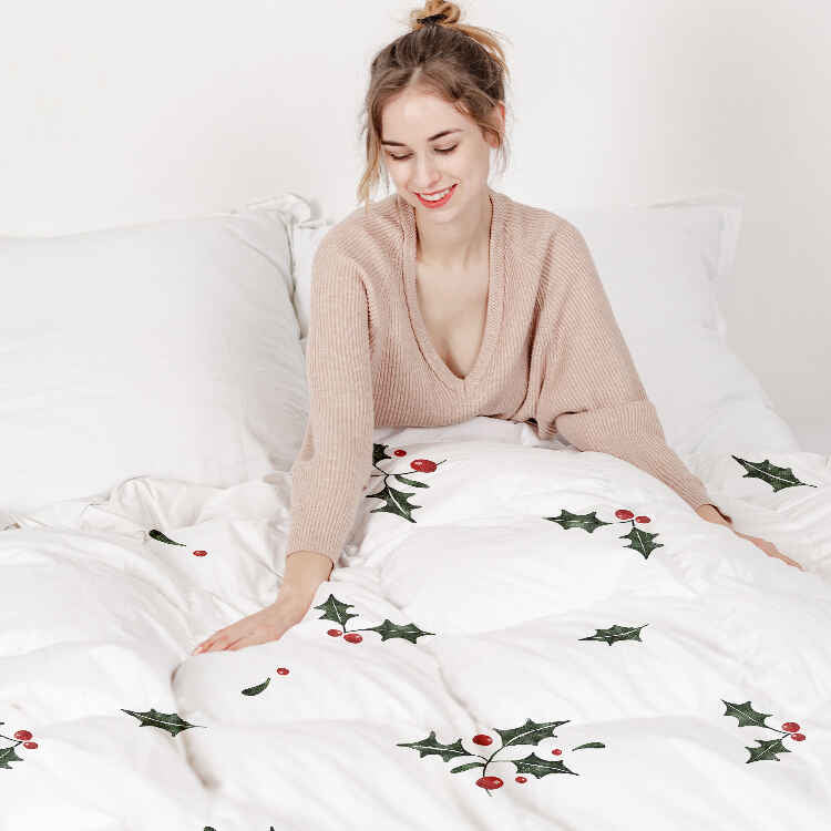 Original therapy blanket - cotton cover white mistletoe branches