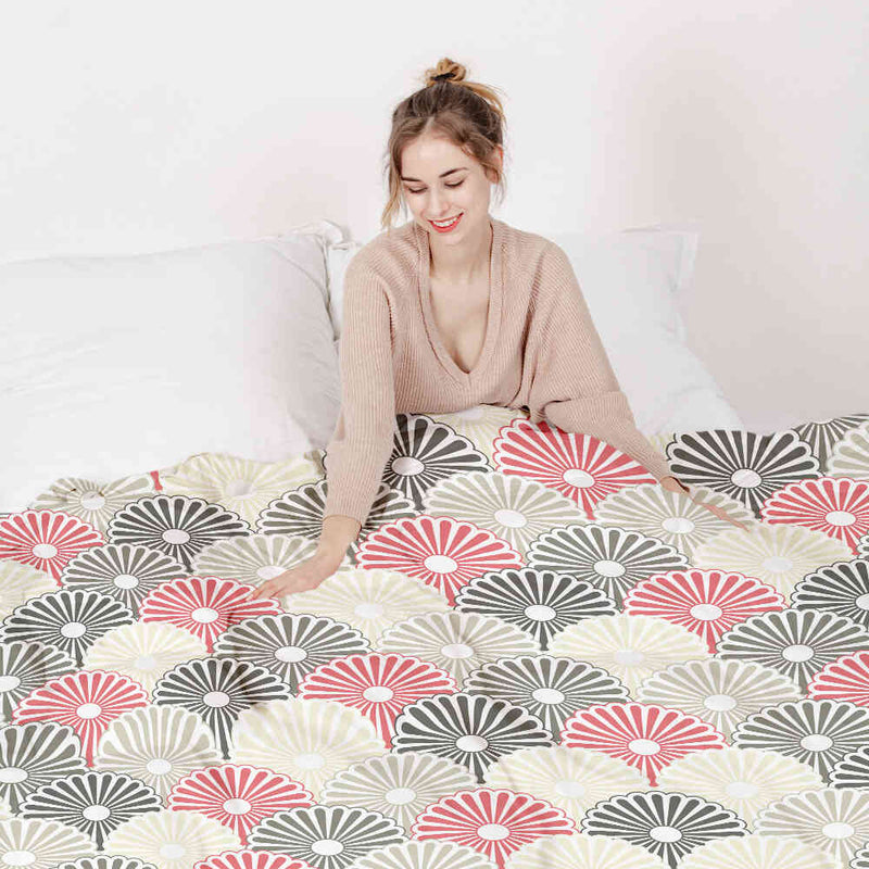 Therapy blanket and bedding set, colorful abstract flowers.
