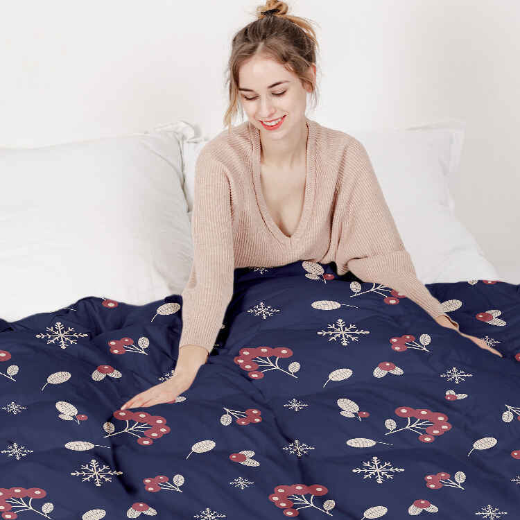 Couverture thérapeutique originale - Housse en coton bleu groseille