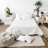 Therapy blanket and bedding set, white with blue waves.