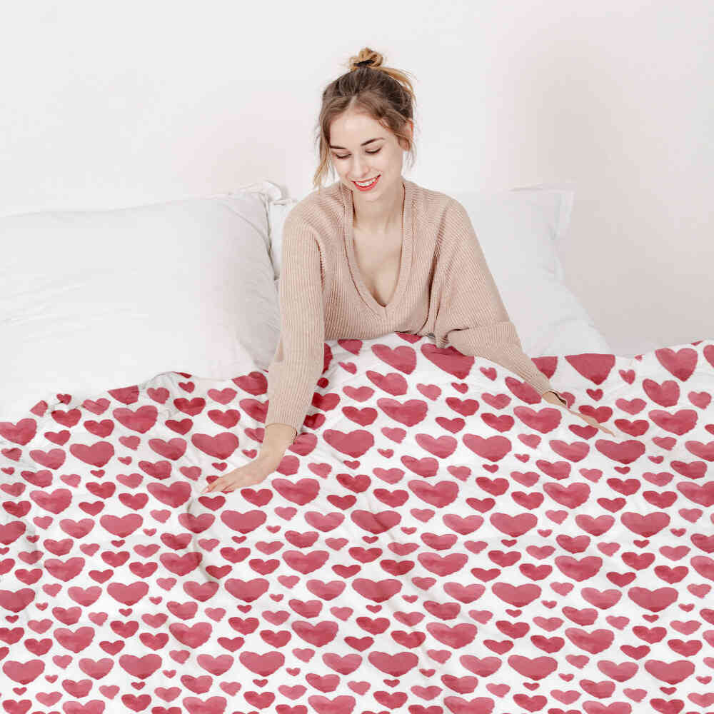 Original therapy blanket - cotton cover red hearts