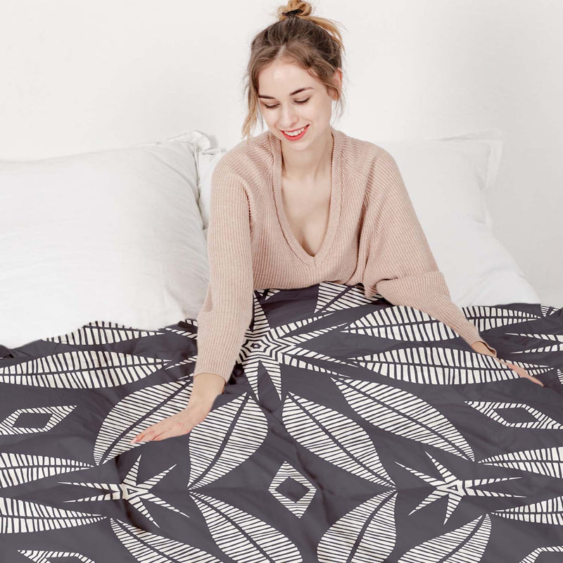 Juego de ropa de cama con manta terapéutica y gran flor