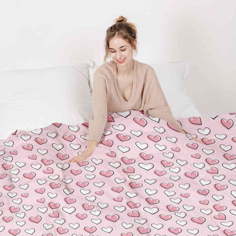 Set di biancheria da letto con coperte terapeutiche e dolci cuoricini
