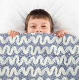 Therapy blanket and bedding set, blue and white waves.