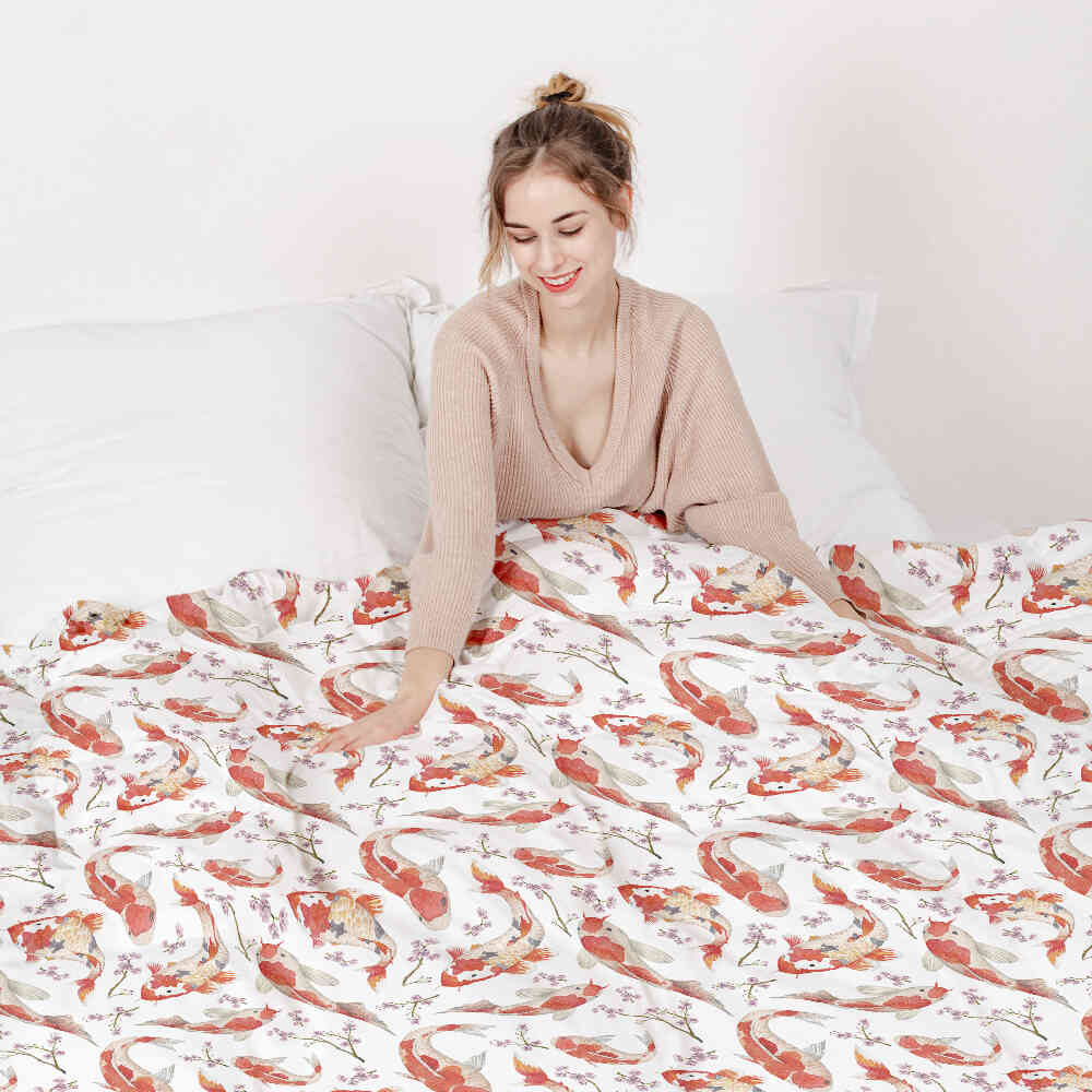 Couverture thérapeutique originale - Housse en coton carpe orange