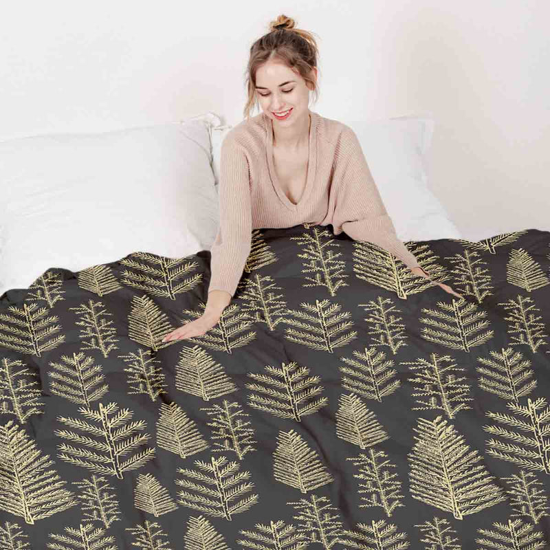 Set de ropa de cama con manta terapéutica y motivo de bosque