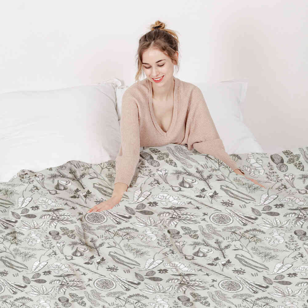 Set di biancheria da letto con coperta terapeutica grigio spezia