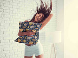 Almohada de salud azul con calabazas
