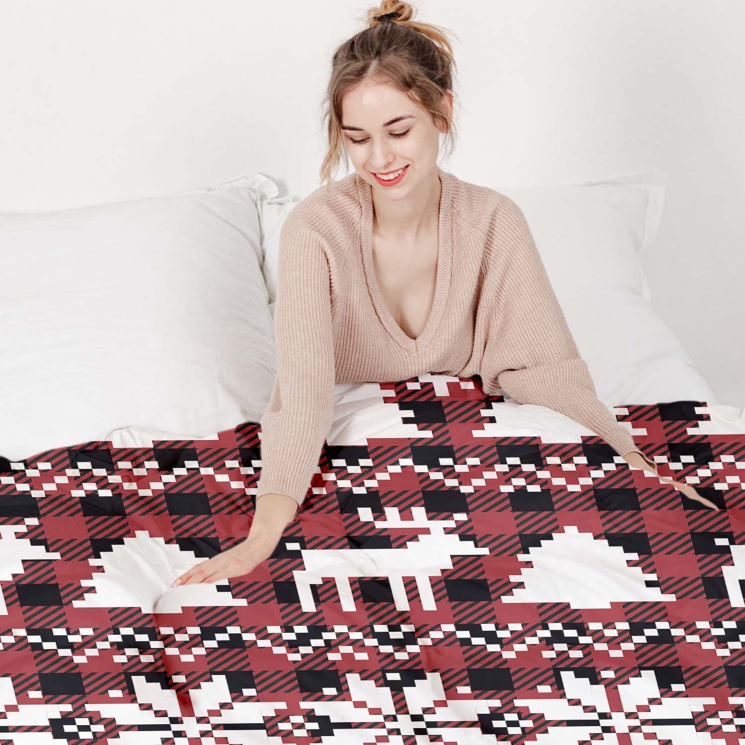 Therapiedekens beddengoedset ruit met kerstmotieven