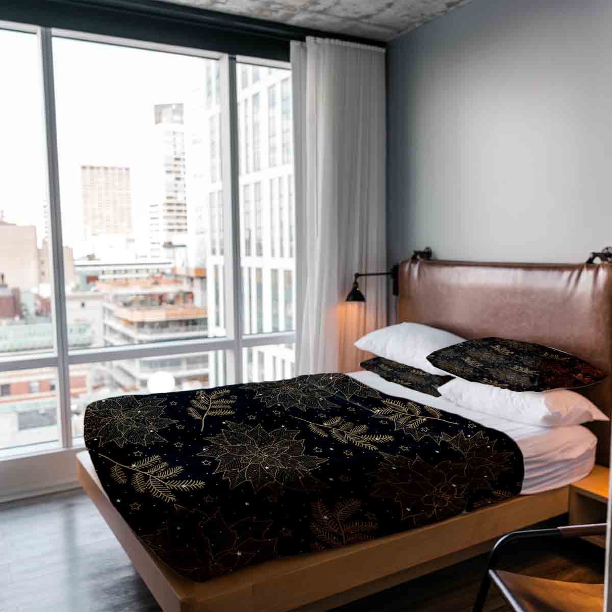 Therapy blankets bedding set black Christmas star