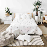 Therapy blanket and bedding set, white with black dandelions.