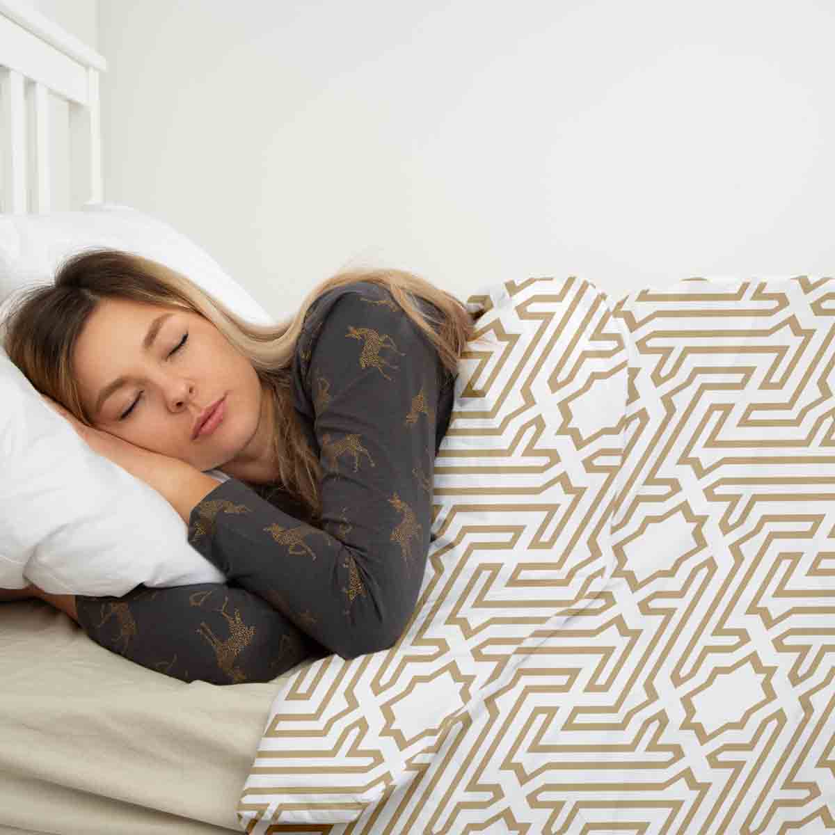 Originele therapiedeken - katoenen hoes beige met vormen