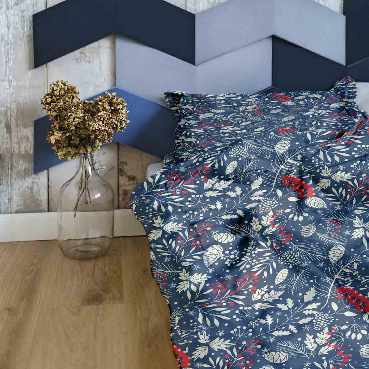 Originele therapiedeken - katoenen hoes met kerstbladeren