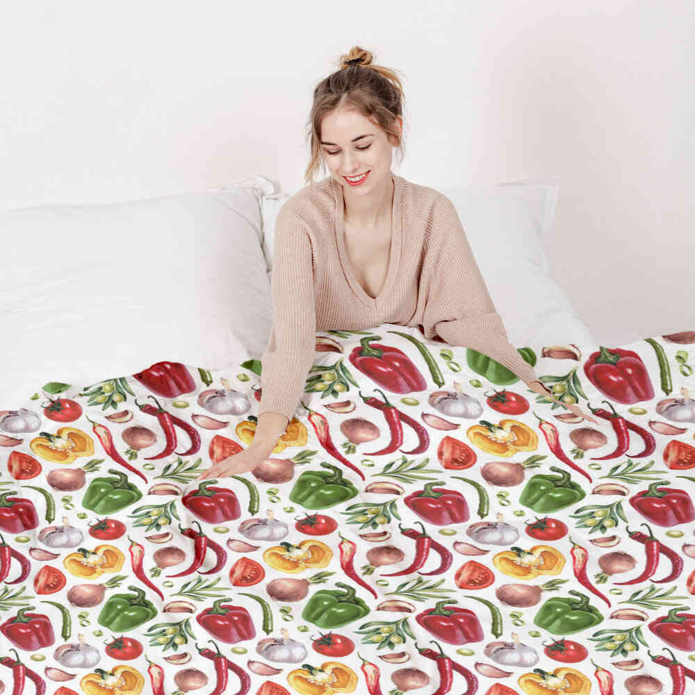 Therapy blankets bedding set with vegetables