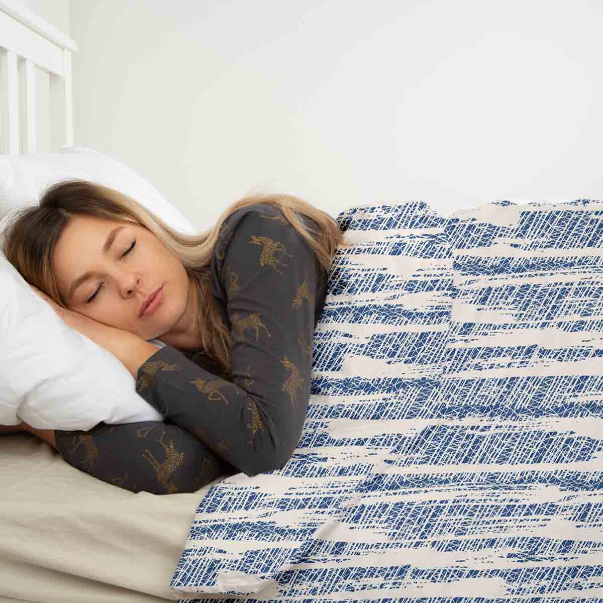 Original therapy blanket - cotton cover with blue pattern