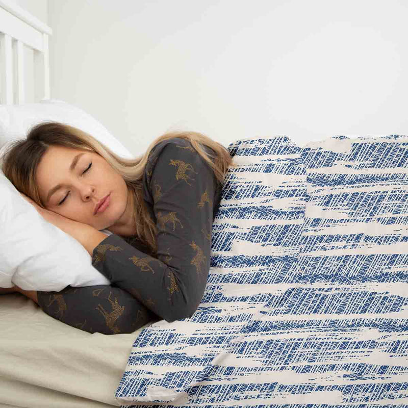 Therapiedekens katoenen hoes met blauw patroon