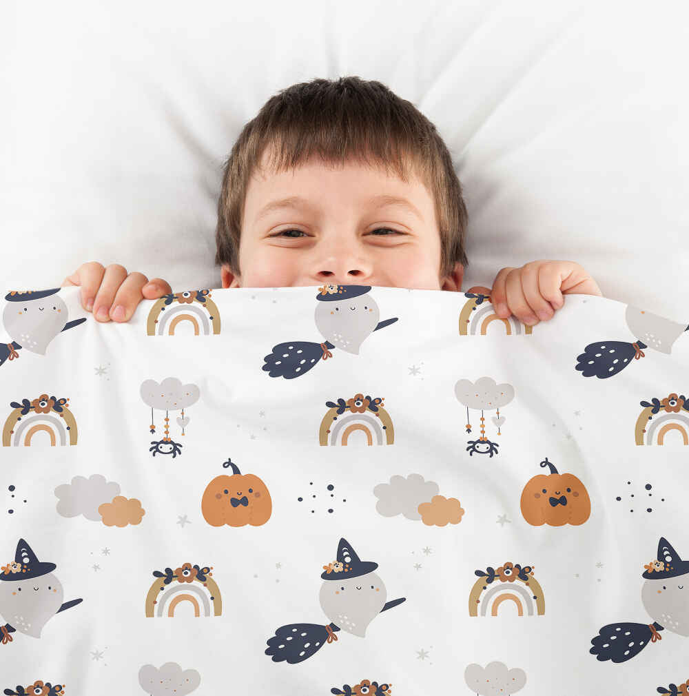 Originele therapiedeken - katoenen hoes wit herfst