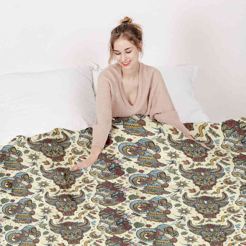 Therapy blankets and bedding set with colorful animal heads.