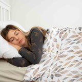 Therapy blanket bedding set, white with light brown branches.