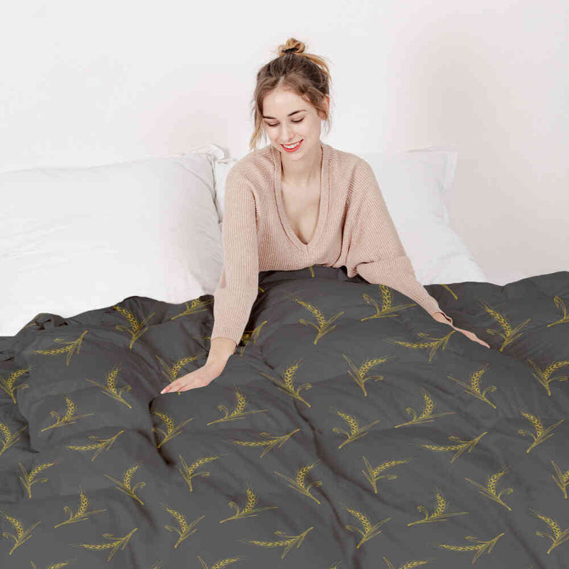 Therapy blanket bedding set, grey with wheat.