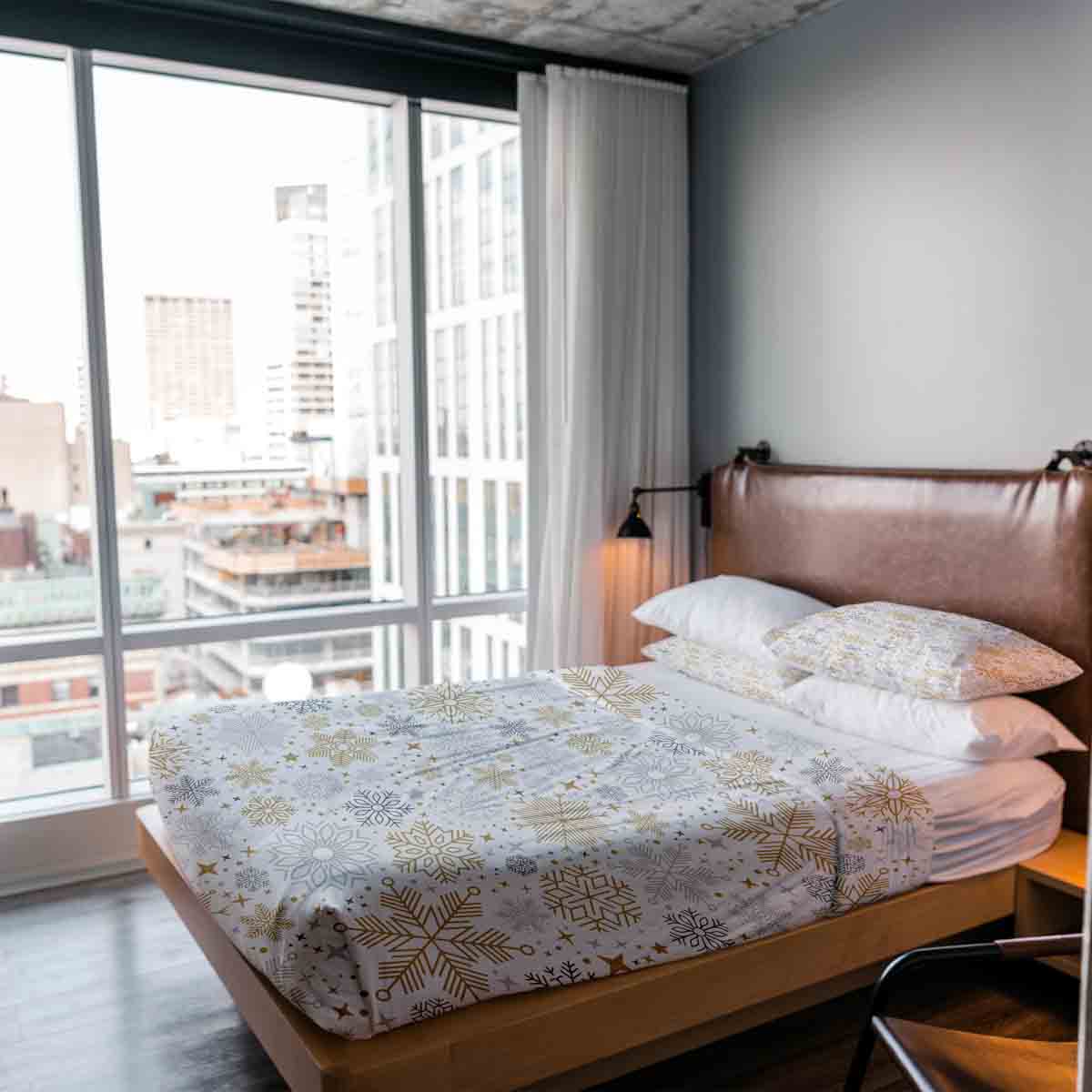 Juego de ropa de cama Therapeidecken con estampado claro de ventisca de nieve