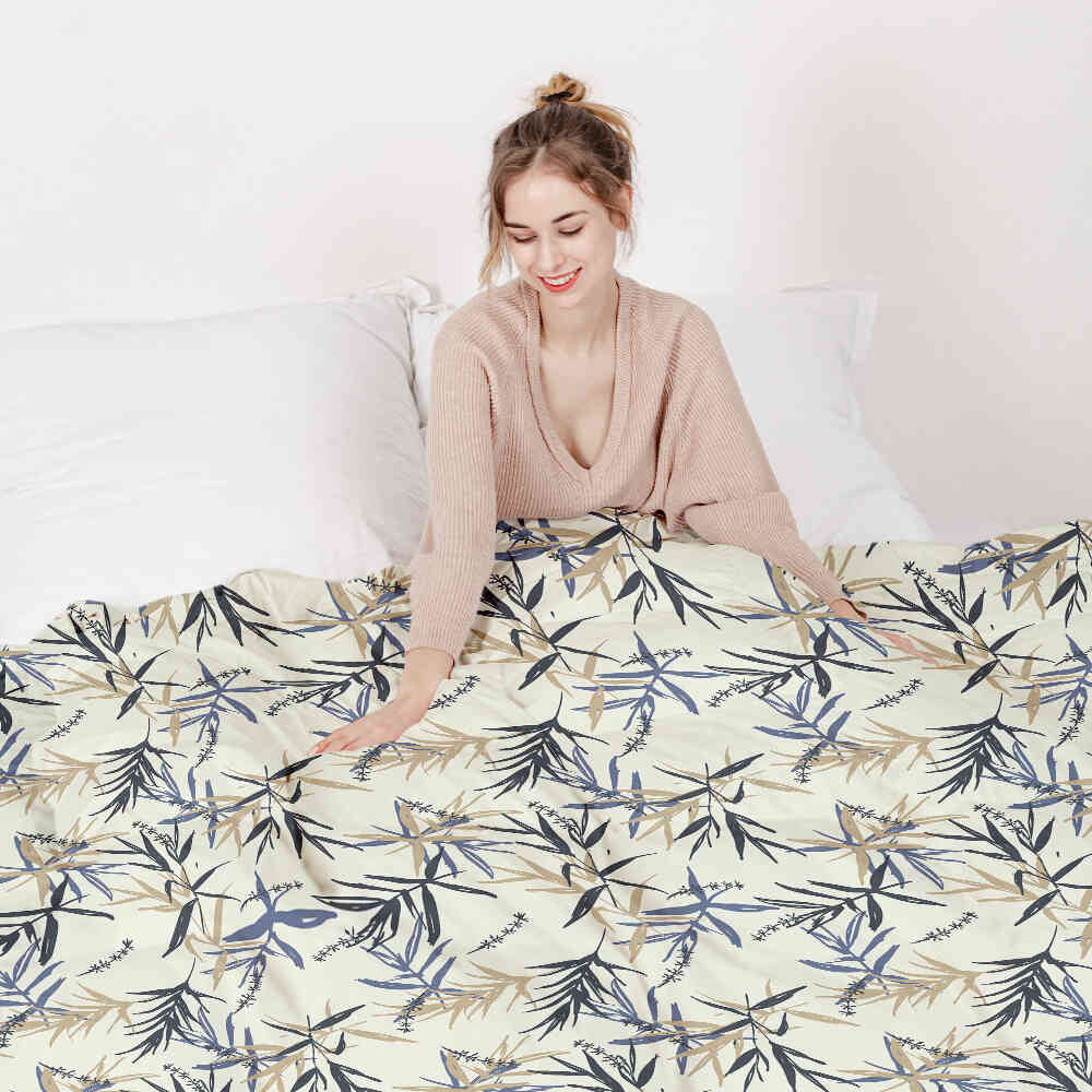 Original therapy blanket - cotton cover leaf pattern beige