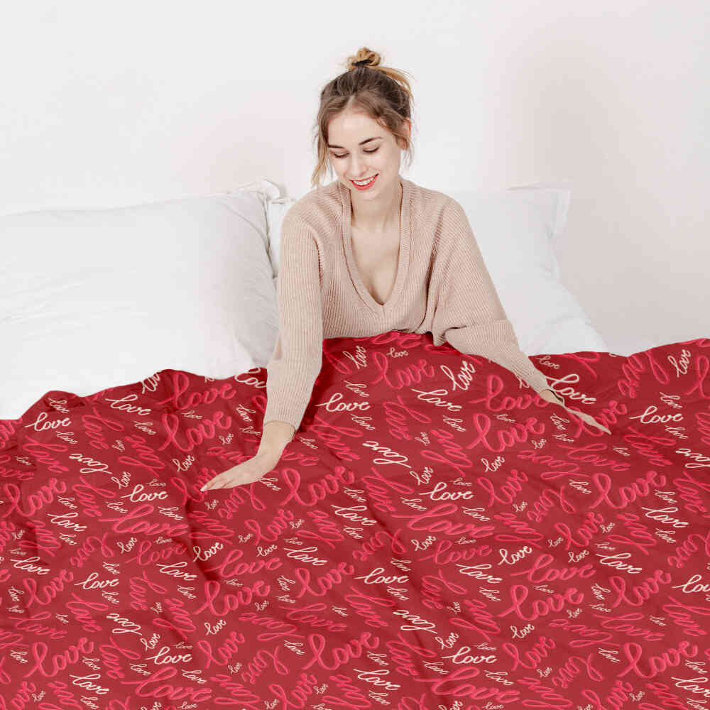 Set de ropa de cama con manta terapéutica Love Love Love