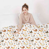 Therapy blanket bedding set, white with chickens.
