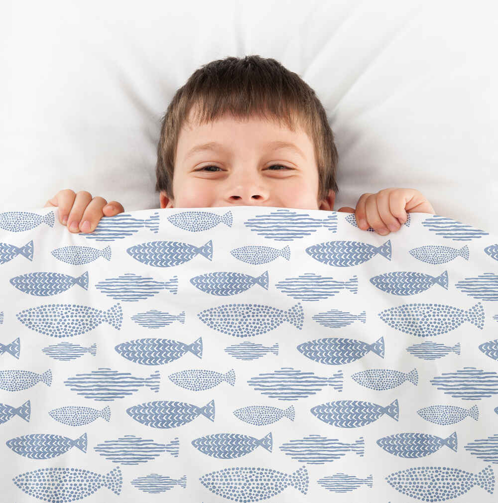 Original therapy blanket - cotton cover blue fish