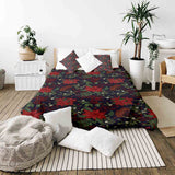 Set de ropa de cama con manta terapéutica y flor de Pascua roja