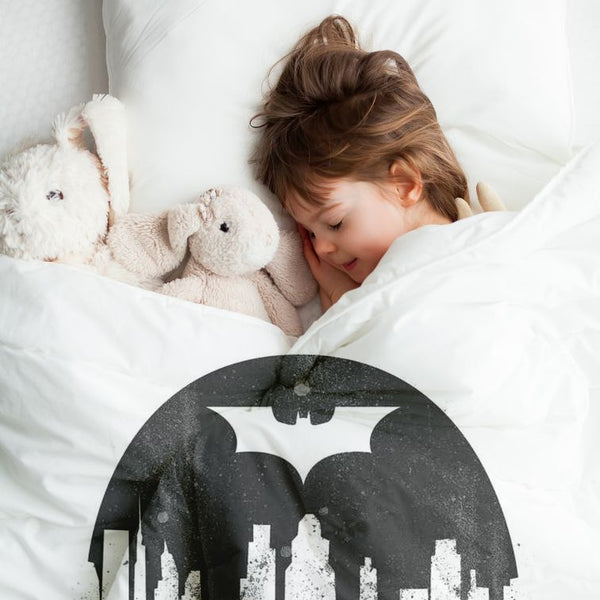 Therapy blanket with cotton cover, white Batman.