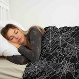 Set di biancheria da letto con coperta terapeutica nera con ragnatela