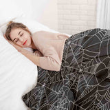 Set di biancheria da letto con coperta terapeutica nera con ragnatela